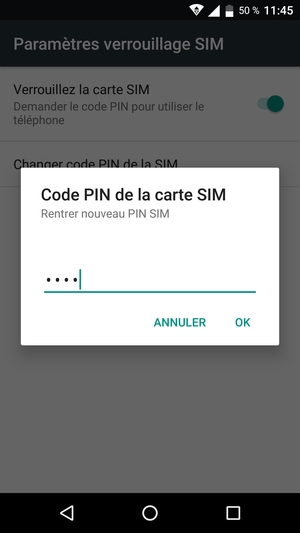 Veuillez confirmer votre nouveau Code PIN et sélectionner OK