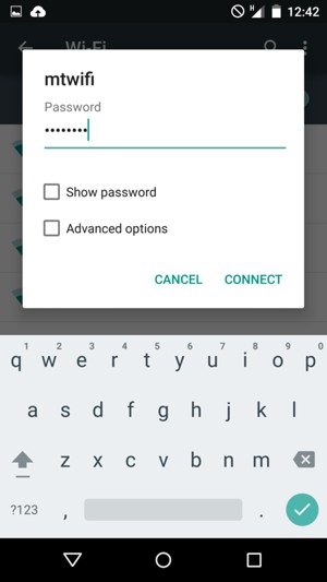 Enter the Wi-Fi password and select CONNECT