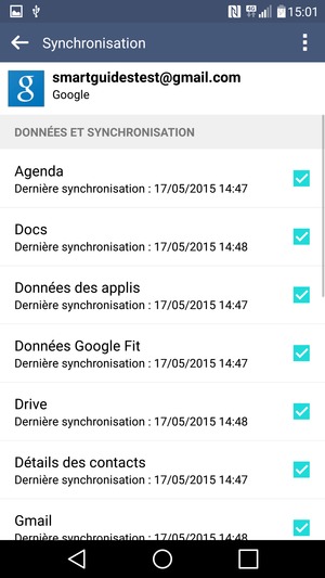 Cocher toutes les cases et sélectionnez le bouton du Menu