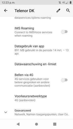 Scroll naar en selecteer Voorkeursnetwerktype