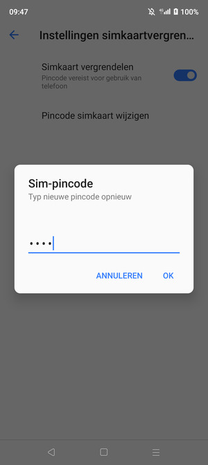 Bevestig uw Nieuwe pincode en selecteer OK