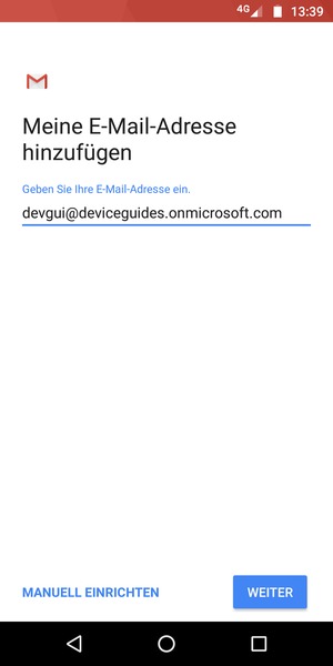 Geben Sie Ihre E-Mail-Adresse ein und wählen Sie MANUELL EINRICHTEN