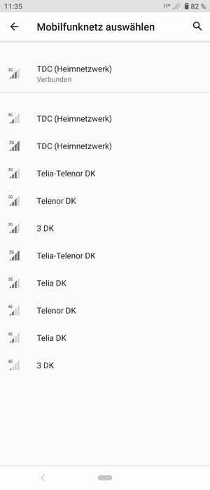 Wählen Sie einen Netzbetreiber von der Liste