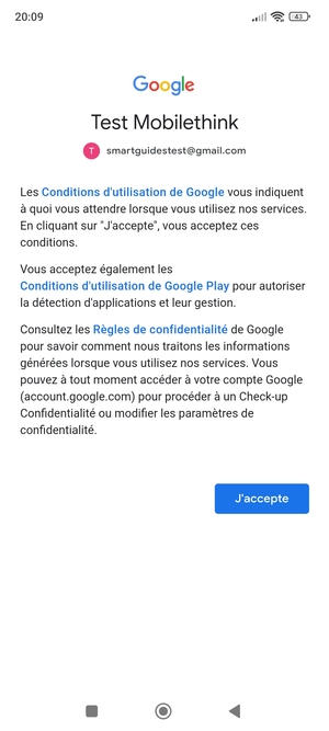 Sélectionnez J'accepte