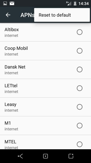 Select Reset to default