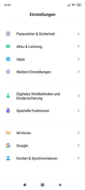 Scrollen Sie und wählen Sie Passwörter & Sicherheit