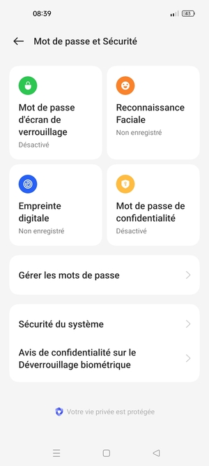 Sélectionnez Sécurité du système