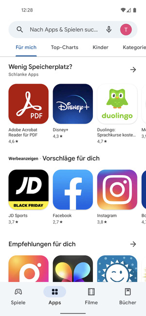 Wählen Sie die Suchleiste