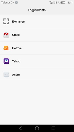 Velg Gmail eller Hotmail