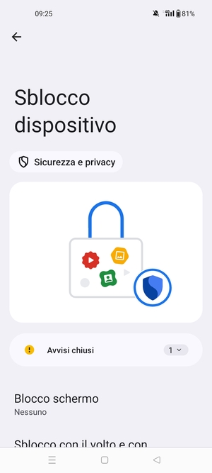 Seleziona Blocco schermo