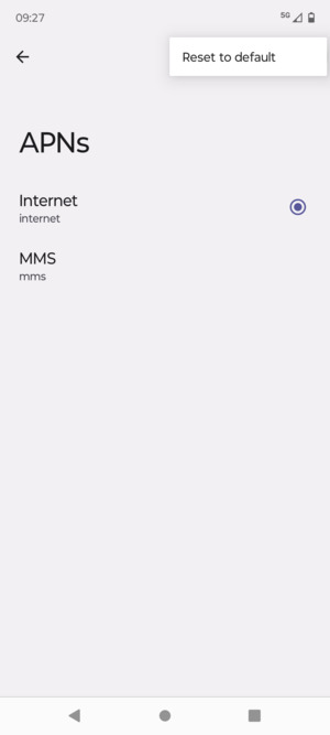 Select Reset to default