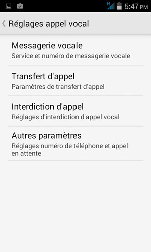 Sélectionnez Messagerie vocale