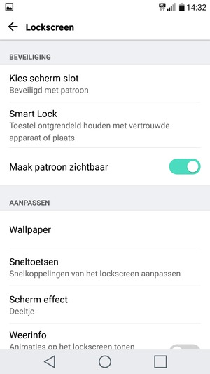 Uw telefoon is nu beveiligd met een schermvergrendeling