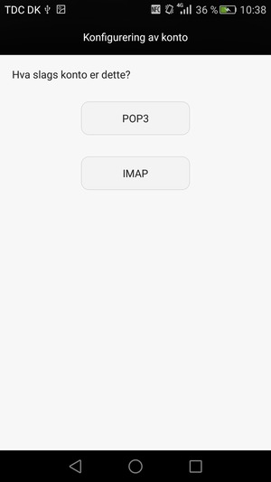 Velg POP3 eller IMAP
