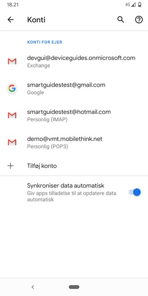 Vælg din Google konto