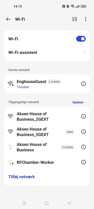 Du er nu tilsluttet Wi-Fi netværket
