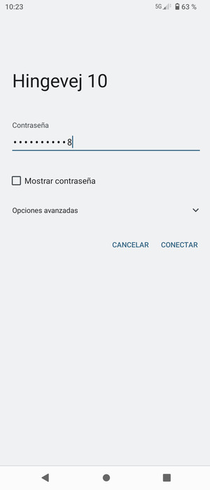 Introduzca la contraseña de Wi-Fi y seleccione CONECTAR