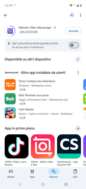 Attendi il completamento del processo di installazione