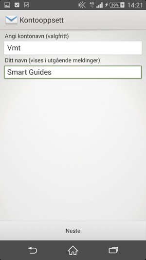 Gi kontoen din et navn, og skriv inn navnet ditt. Velg Neste