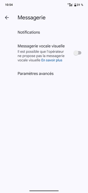 Sélectionnez Paramètres avancés