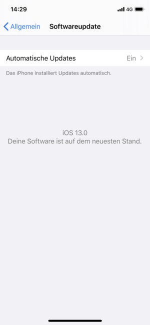 Falls Ihr iPhone aktualisiert ist, wird Ihnen der folgende Bildschirm angezeigt.