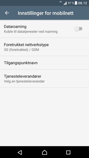 Velg Foretrukket nettverkstype