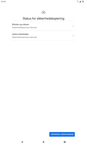Vælg Administrer sikkerhedskopi