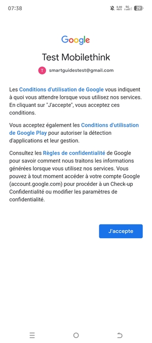 Sélectionnez J'accepte