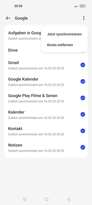 Wählen Sie Jetzt synchronisieren