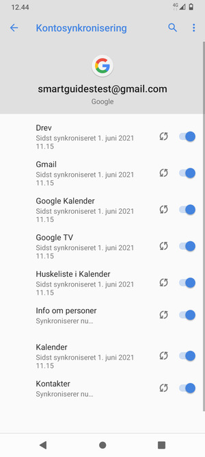 Dine oplysninger vil blive synkroniseret