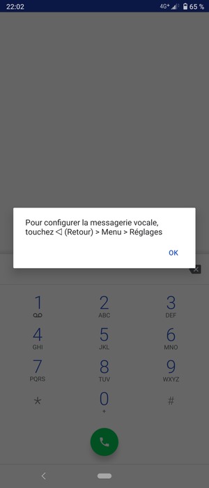 Si votre messagerie vocale n'est pas configurée, sélectionnez OK