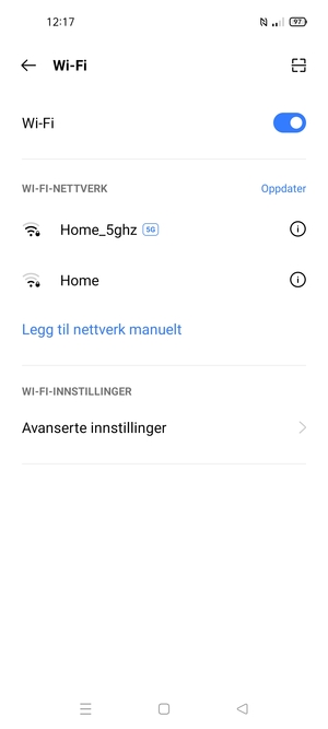 Velg det trådløse nettverket du vil koble til