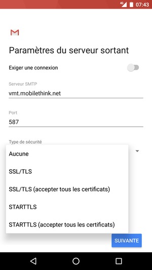Sélectionnez Aucune puis SUIVANTE