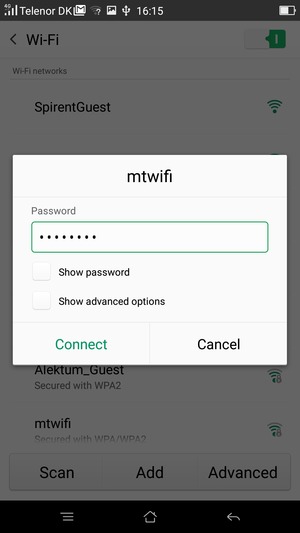 Enter the Wi-Fi Password and select Connect