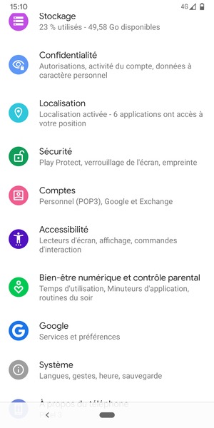 Faites défiler et sélectionnez Sécurité