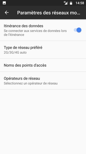 Activer ou désactiver Itinérance des données