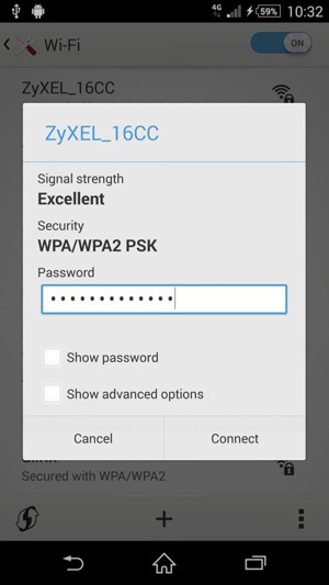 Enter the Wi-Fi password and select Connect