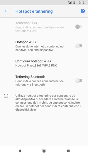 Seleziona Configura hotspot Wi-Fi