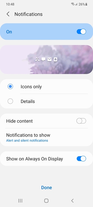 Select your preferred options and select Done