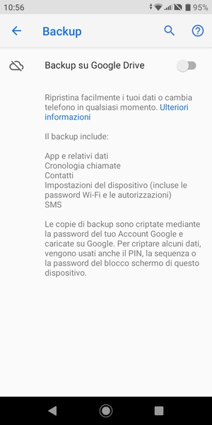 Attiva Backup su Google Drive