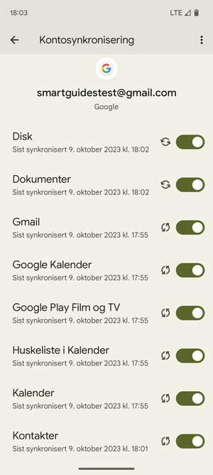 Forsikre deg om at Kontakter er valgt