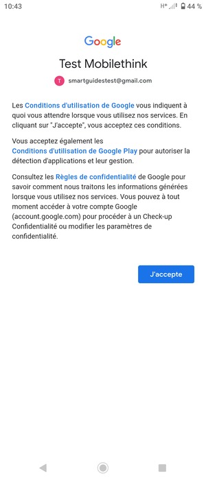 Sélectionnez J'accepte