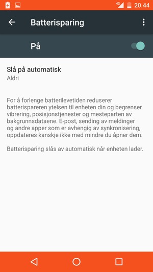 Slå Batterisparing på