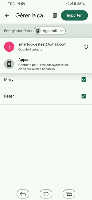 Sélectionnez votre compte Google