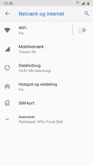 Vælg Mobilnetværk