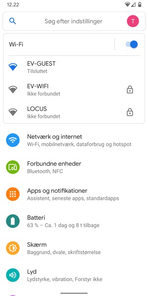 Du er nu tilsluttet Wi-Fi netværket