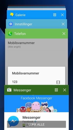 Velg LUKK ALLE