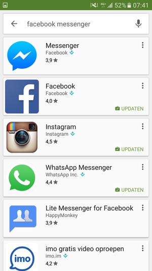 Selecteer de app