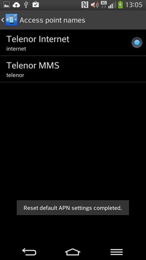 Your phone will reset to default Internet and MMS settings.