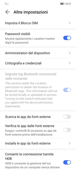 Seleziona Imposta il Blocco SIM